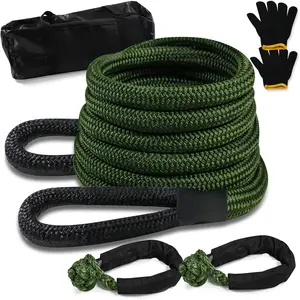 Kinetic  Rope - 1" x 20ft (33000lbs), Tow Rope with Soft Shackle and Glove, Suitable for 4WD Pick Up , SUV, ATV, UTV