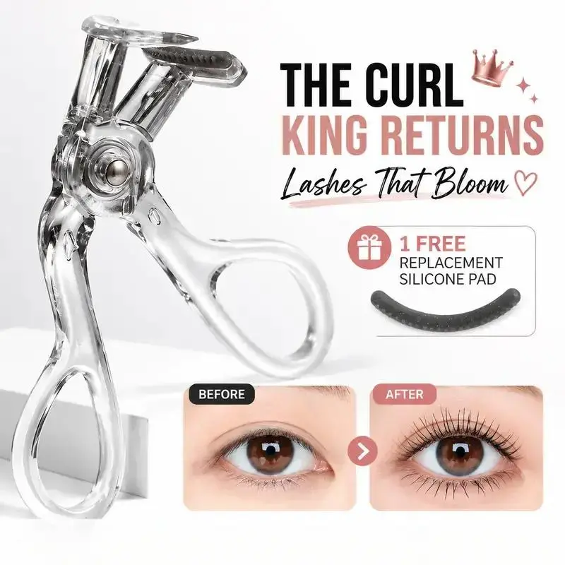 2-In-1 Eyelash Curler - Wide Angle Full & Precision Partial Curling Tool with Soft-Toothed Silicone Pad, No Pinching/Breakage, All-Day Fluffy Lift, Beginner-Friendly Portable Accessory + Extra Replacement Pad