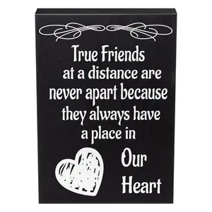 JennyGems True Friends Are Never Apart Sign - Heartfelt Friendship Gift for Long Distance Friends, Going Away Present, Wall Decor or Shelf Display