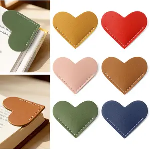 6 Pcs Cute Leather Heart Bookmarks, Office Stationery Book Accessories for Women Book Lovers, Bookish Gifts & Stocking Stuffers for Readers