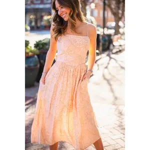 Beige & taupe floral midi dress