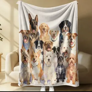 Happy Family Dog Printed Blanket, Super Soft Cozy Decorative Throw for Home, Ideal Nap Blanket and Perfect Gift for Family & Friends, Happy Blanket Gifts
