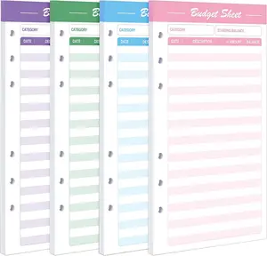 60pcs Expense Tracker Budget Sheets for A6 Budget Binder,6-Holes Tracking Budget Sheets for Budget Planner
