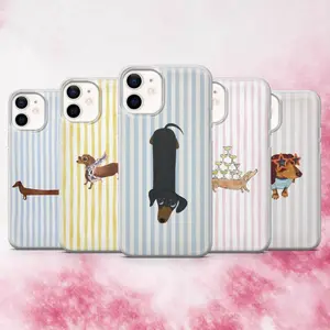 Dachshund Phone Case Sausage Dog Puppy Cover for iPhone X, 11, 12, 13, 14, 15, 16 Series & Galaxy Series
