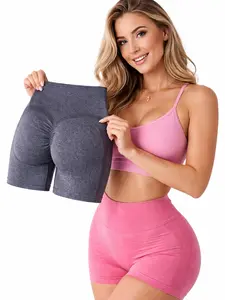 HIGH WAIST SCRUNCH BOOTY SHORTS – SEAMLESS PUSH UP GYM SHORTS (PINK