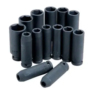 14-Piece .50-Inch Drive 6 Point Metric Deep Impact Socket Set