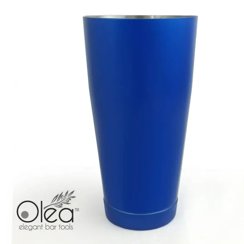 Olea™ 28oz Weighted Stainless Steel Cocktail Shaker - Metallic Blue Neon Glow, 7" Height, Professional Mixology Beverage Tool for Cocktail Time, Modern Bar & Wine Kitchenware