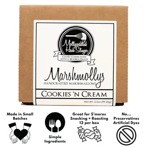 Mollycoddled Hash Slinger - Cookies 'n Cream Marshmollys - Marshmallows - 3.5oz box - Handmade Marshmallows  - Candy Gifts - Dye Free Candy - Sweets - Small Batch - Preservative Free Food – Snack – Candy