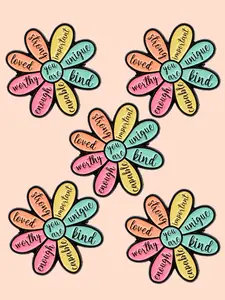 5pcs/set Floral Positive Quote Pins, Personalized Enamel Brooches, Simple Zinc Alloy Badge, Fashion Accessory for Backpacks Sweaters Coats, Flower Brooch Pin