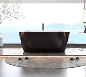 Garvee 1 set of freestanding bathtub 6117, freestanding bathtub, 59 inch white inside and black outside, chrome-plated overflow cover, cUPC drain, 1500*750*580