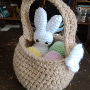 Easter basket with eggs and bunny