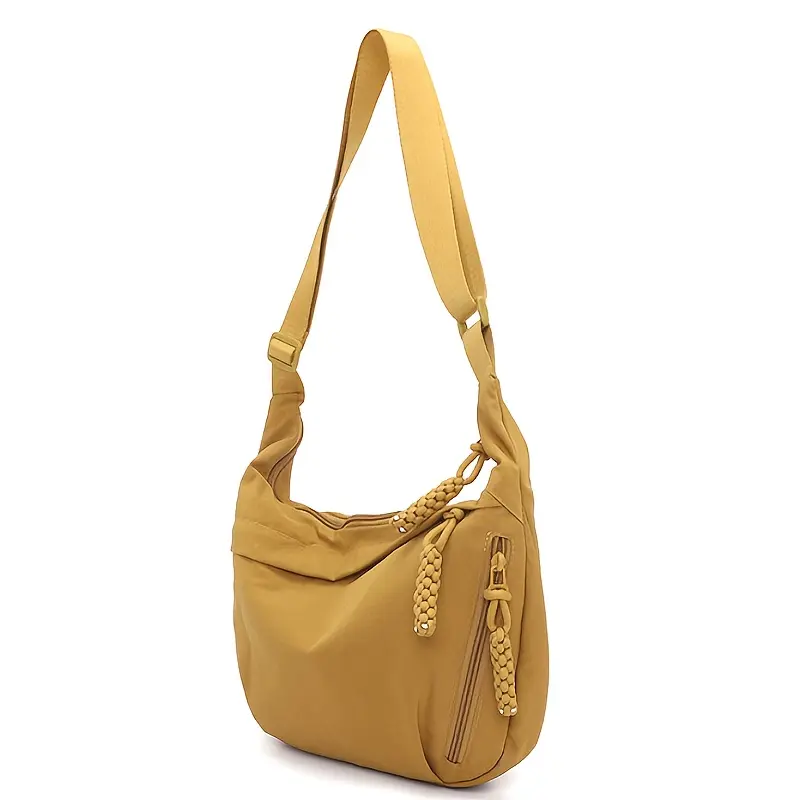 1 Pack of Multi-Color Optional Lightweight Shoulder Messenger Bag, Nylon Washed Cloth Material, Easy Casual Dumpling Bag Shape, Multi-Zipper Compartment, Adjustable Long Strap, Light And Wear-Resistant # shopper purse crossbody daily commuting