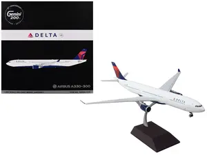Airbus A330-300 Commercial Aircraft "Delta Air Lines" White with Blue and Red Tail 1/200 Diecast Model Airplane by GeminiJets