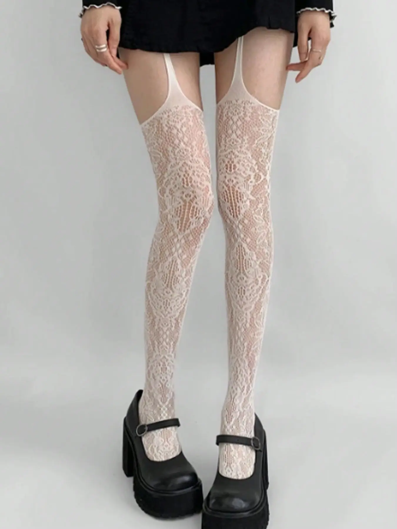 Women's Fishnet Stockings with Adjustable Straps, Sheer Mesh Look, Thin Lightweight Base Layer, Comfortable and Fashionable for Daily Wear Lingerie