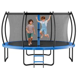VEVOR Outdoor Trampoline, 14FT Recreational Trampoline, ASTM Approved Trampolines with Enclosure Net Thickened Pad, Max 450 lbs Weight Capacity, Anti - Rust Backyard Trampolines for Kids AdultsVEVOR Super Brand Day