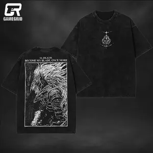 Maliketh Black Blade Retro Limited Unisex Oversize Washed Lightweight Cotton Wash T-Shirt, Hoodies & Sweater Wash Gift For Game Fan, Game Merch, Soulslike