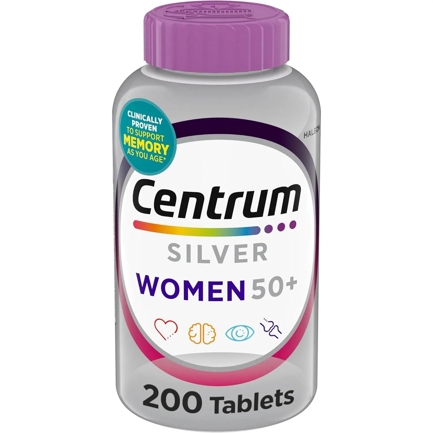 Centrum Silver Women's 50+ Non-GMO Gluten-Free Dietary Essential Minerals Supplement Tablets, 200 Ct - Doctor-Formulated with Vitamin D3, B12, Iron, Zinc, Chromium, Antioxidants - Supports Immune, Brain Health