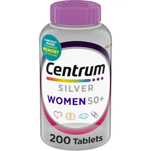 Centrum Silver Women's 50 Plus Multivitamin, 200 Ct Non-GMO with Vitamin D3 & B Vitamins, Supports Memory, Cognition, Brain, Heart & Eye Wellness, Brain Health