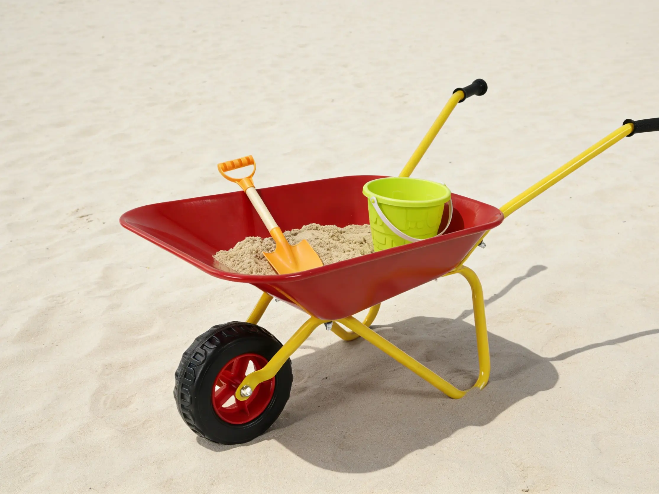 Children's metal wheelbarrow, Maximum load capacity: 33LBS,children's heavy wheelbarrow, metal structure wheelbarrow, steel tray, can be used in gardens, loading leaves, soil, sand, etc. (red)