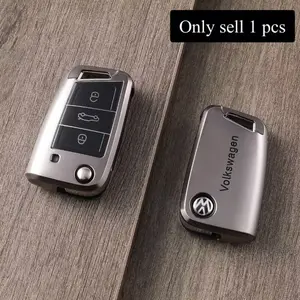 Silver Color Car Key Case Cover Keychain, Compatible with Vw Golf 7 Tiguan Seat Ateca Leon Ibiza Skoda Octavia, Fob Shell Accessories, Car Key Accessory