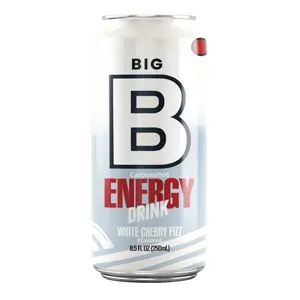 Big B Energy Drink White Cherry Fizz 250ml Can with 80mg Caffeine & B-Vitamin Complex for Energy Boost