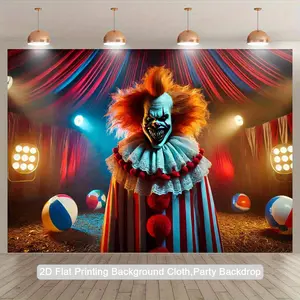 2D Flat, 1pc Menacing Pennywise-Inspired Terrifying Clown 2D Flat Tapestry - Iconic Stephen King Pennywise Design, Vibrant Colors for ' Birthday Party Decor & IT Movie Themed Photo Backdrop, 2D Flat, Scary Halloween Banner, Vertical Halloween Banner,