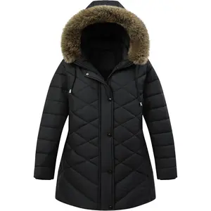 Women’s Plus Size Down Parka Puffer Coat | Detachable Hood, Waterproof, Windproof, Warm for Winter