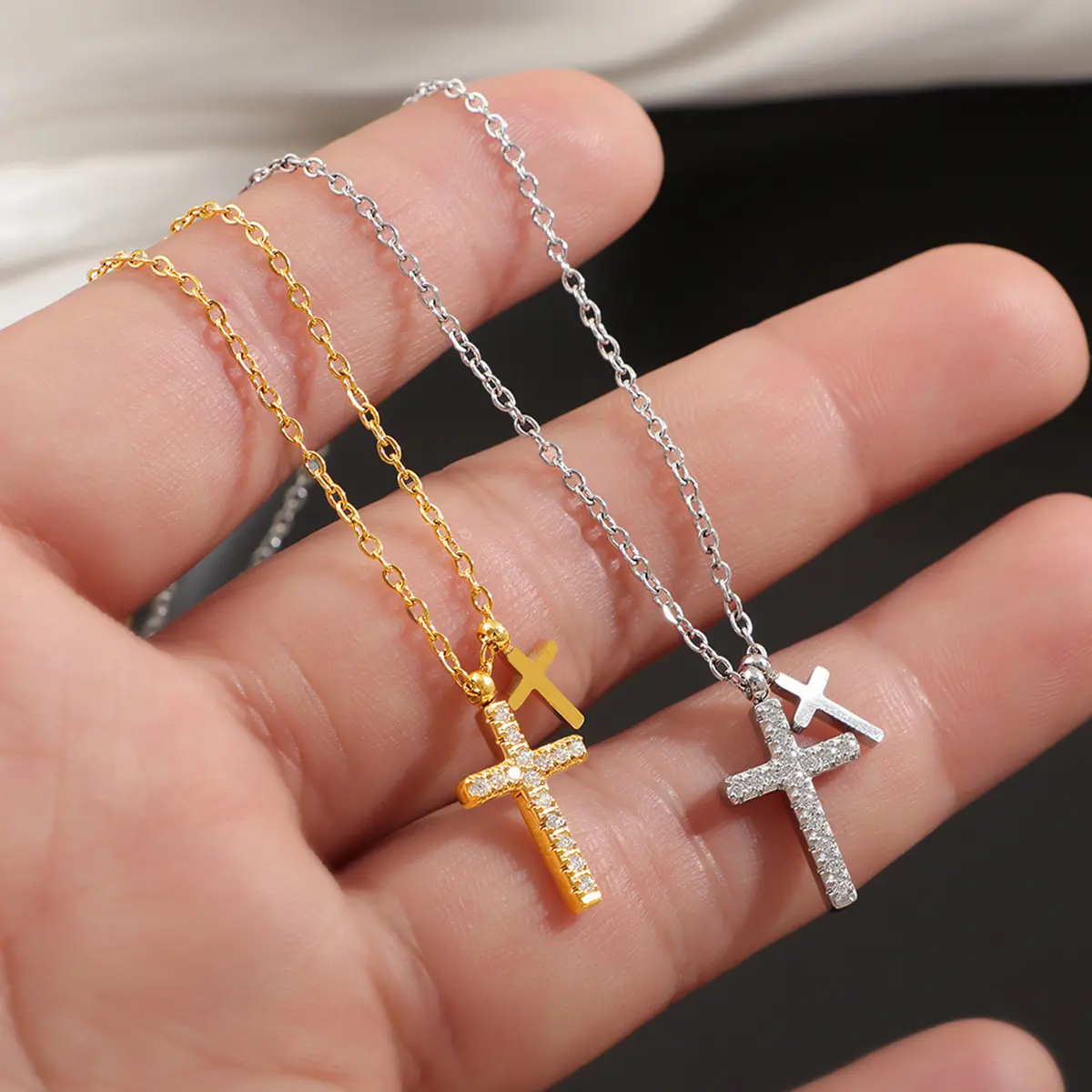 Women's Dainty Cross Necklace - Metal-Coated Faith Symbol Religious Costume Jewelry Gift for Christmas, Birthdays