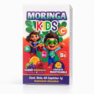 Moringa Kids Chewable Tablets – Vitamin C & B Complex for Children – Orange Strawberry Grape Flavor – 60 Count – Essential Nutrients – Easy to Swallow – Convenient Daily Supplement