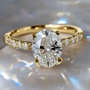 This Elegant Cubic Zirconia Copper Engagement Ring Features an Oval Cut And a Four-Prong Setting, Embodying a Luxurious Wedding Style, Perfect As a Valentine'S Gift for Everyday Wear - Four Seasons Jewelry