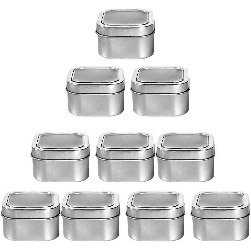 Square Metal Tins with Window Lids 15-Pack Empty Silver for Candle Making  Candies Gifts & Treasures (4 OZ)