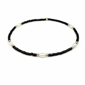 Game Day - Pearl, Black & Gold-Filled Waterproof Bracelets