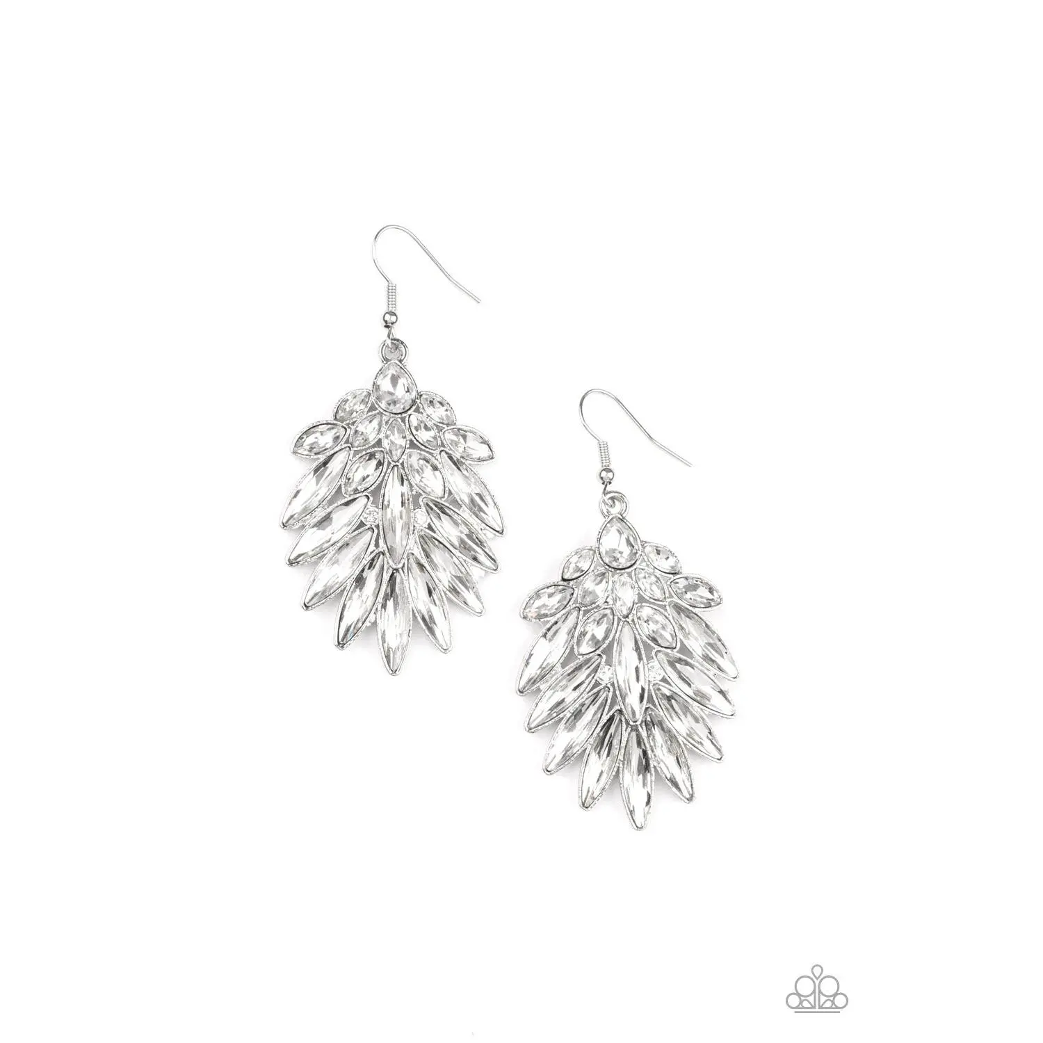 COSMIC-politan - White Rhinestone Silver Earrings - Paparazzi