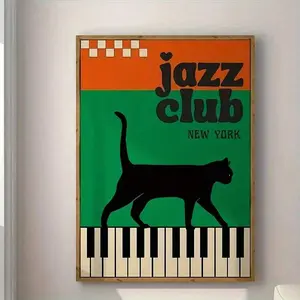 Vintage Music Club Canvas Print - Mid-Century Modern Wall Art, Frameless Poster For Bedroom & Home Decor, Perfect Gift