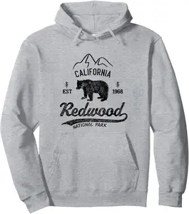 Redwood National Park California Bear Redwood Forest Pullover Hoodie