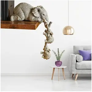 Elephant Hanging Baby Elephant Craft Elephant Figurines Three Elephants Resin Garden Decoration Art