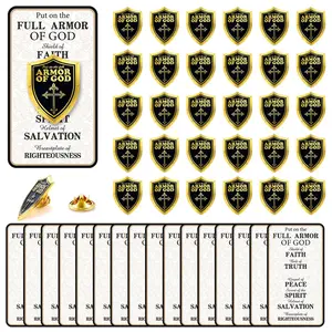 Christian Pins 30 Sets Lapel Pin Religious Armor of God Pins Cross Pins Enamel Lapel Pins with Positive Cards Christian Religious Gift for Men Women Backpacks Jeans Hats Decoration Church Sunday School Baptism