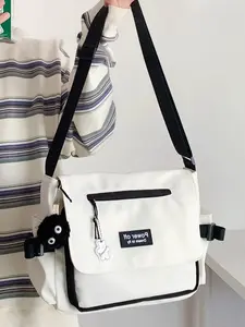 Japanese simple versatile messenger bag for women with large capacity for students to attend class, Korean version of workwear trend casual messenger bag