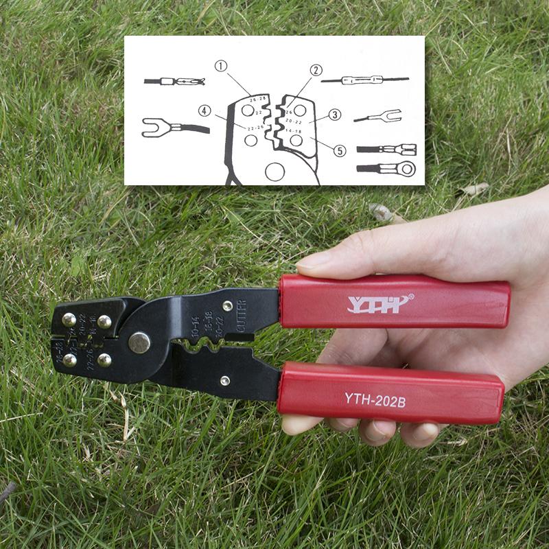Portable Multi-Function Wire Crimper YTH-202b - Heavy-Duty Cable Crimper & Terminal Crimping Tool with Wire Stripper/Cutter, Handheld Pliers for Electricians, DIY, for & (22mm² Capacity)