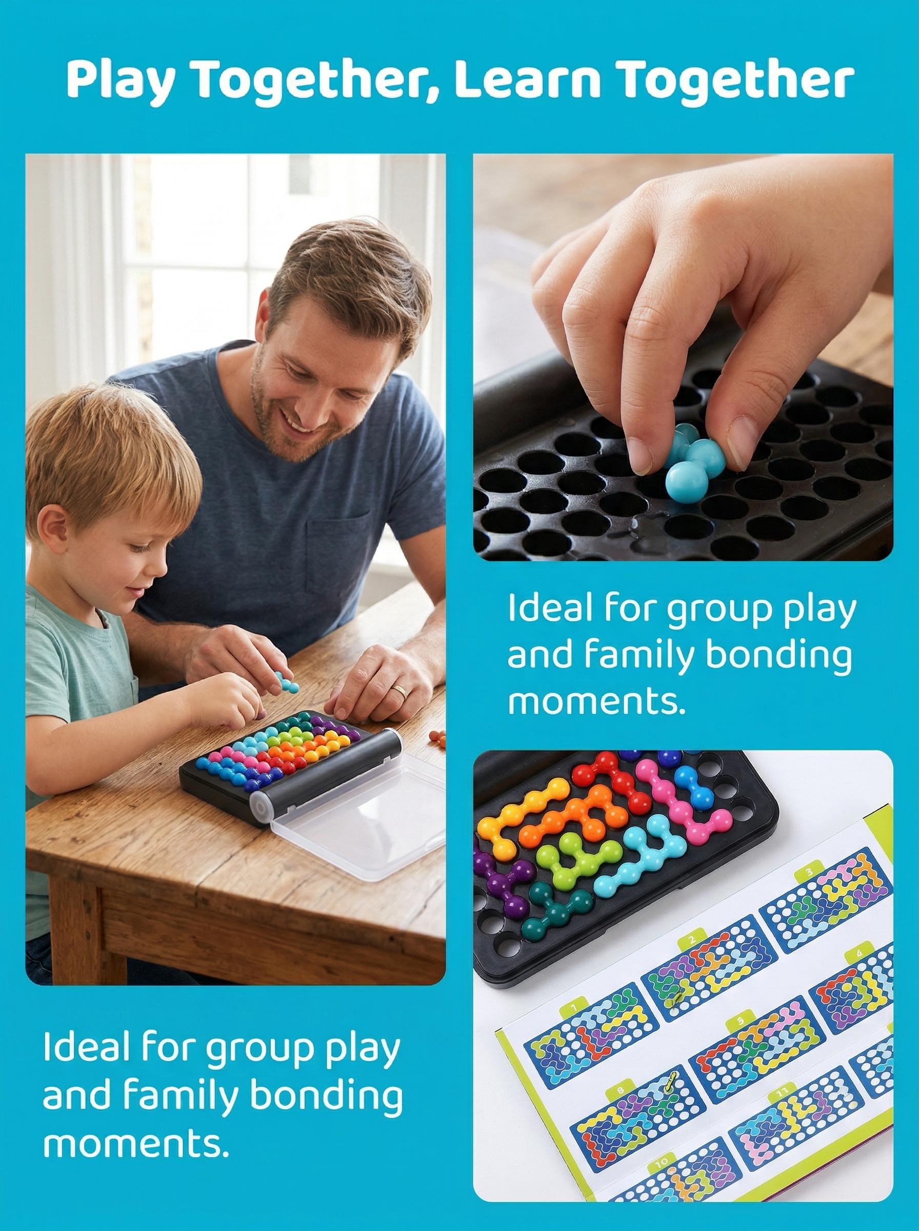 3D Puzzle Logic Space Toy, Colorful Beads Game, DIY Brain-Training Educational Toy for Kids, Birthday Gift, Montessori Puzzles Gift