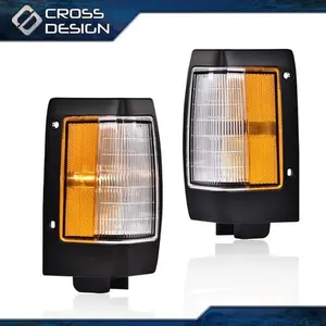 CROSSDESIGN Plug-N-Play Black Parking Light & Corner Side Marker Signal Lamp Set, Fits 90-97 D21 Pickup (D21 Series)