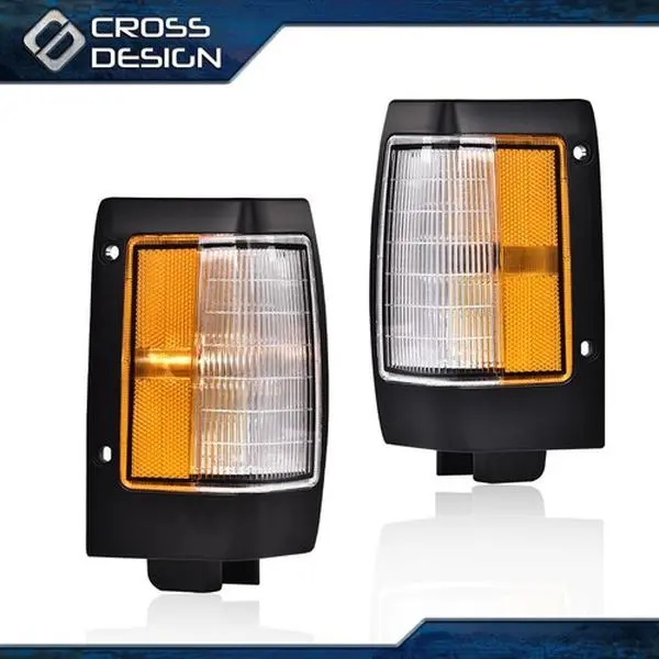 CROSSDESIGN 100% Brand New Plug-N-Play Black LED Parking Signal & Corner Marker Lamp Set, 0-49W Low Wattage, Fits 90-97 D21 Series & 96-97 Pickup, Automotive Indicator LED Lights
