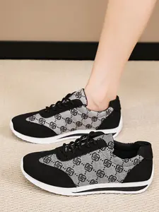 Vintage Patchwork Casual Shoes, Lace-Up Low-Top Comfortable Sports Shoes, Versatile Daily Wear Women's Sneakers, Patchwork Design Sneakers