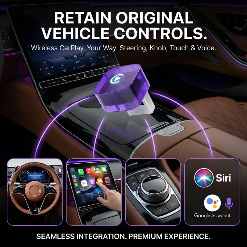 2in1 2026 Wireless CarPlay Adapter Receiver + Android Auto - Compact 21mm mini size , Quick Pairing, Plug & Play, Stable Navigation/Music/Calls, usb -A & USB-C design android-fast connection