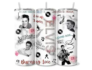 Elvis Presley "Burning Love" Insulated Tumbler - 20oz/30oz Stainless Steel Travel Mug - The King of Rock 'n' Roll Collection