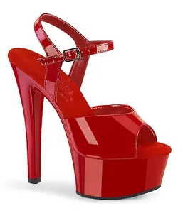 Red Patent Comfort Platform Sandals