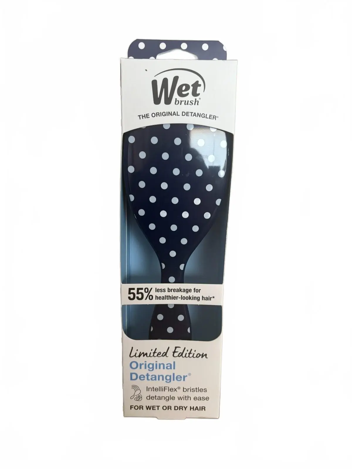 Wet Brush Original Detangler Limited Edition Navy Blue Polka Dot Hair Brush New