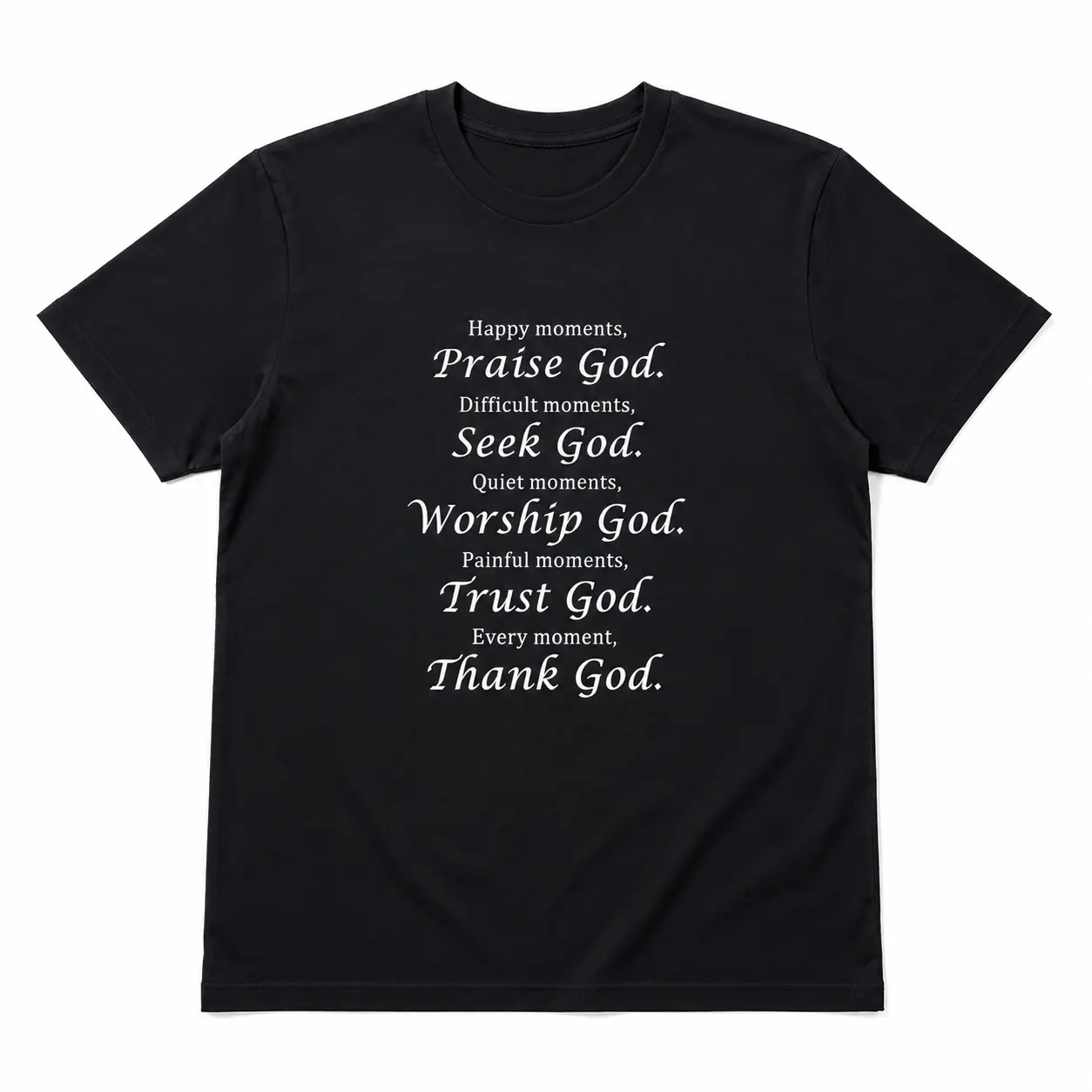 Happy Moments Praise God Christian Shirt Faith Bible Verse Religious Inspirational T-Shirt for Women Casual Short Sleeve S-5XL