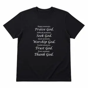 Happy Moments Praise God Christian Shirt Faith Bible Verse Religious Inspirational T-Shirt for Women Casual Short Sleeve S-5XL