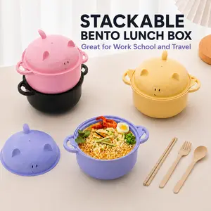 MIUVA Lunch Box for Women Stackable Bento Lunch Box Leak Resistant Meal Prep Food Container with Utensils for Work School Travel Office